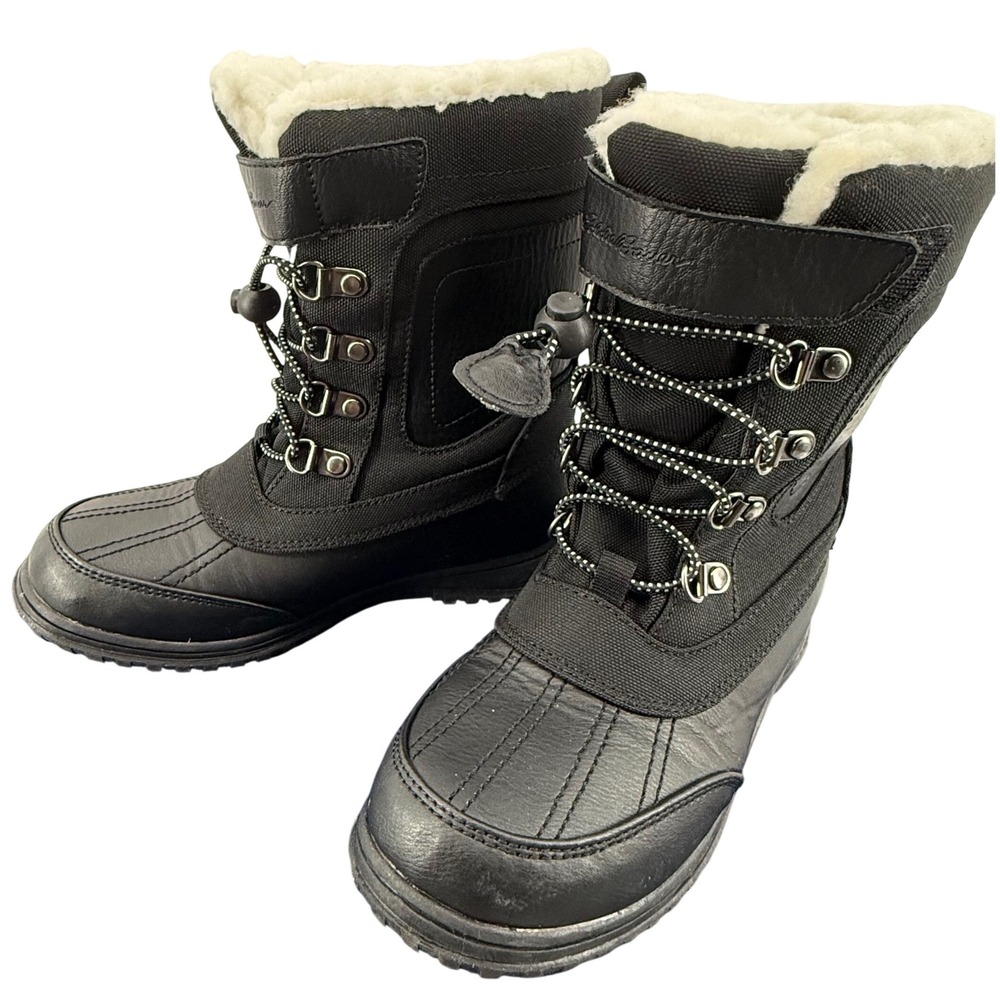 Eddie Bauer Kids 2 Black Waterproof Insulated Sherpa Winter Snow Boots Winter‎